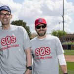 Dave throwing out the first pitch at Strike out Stroke, 2023